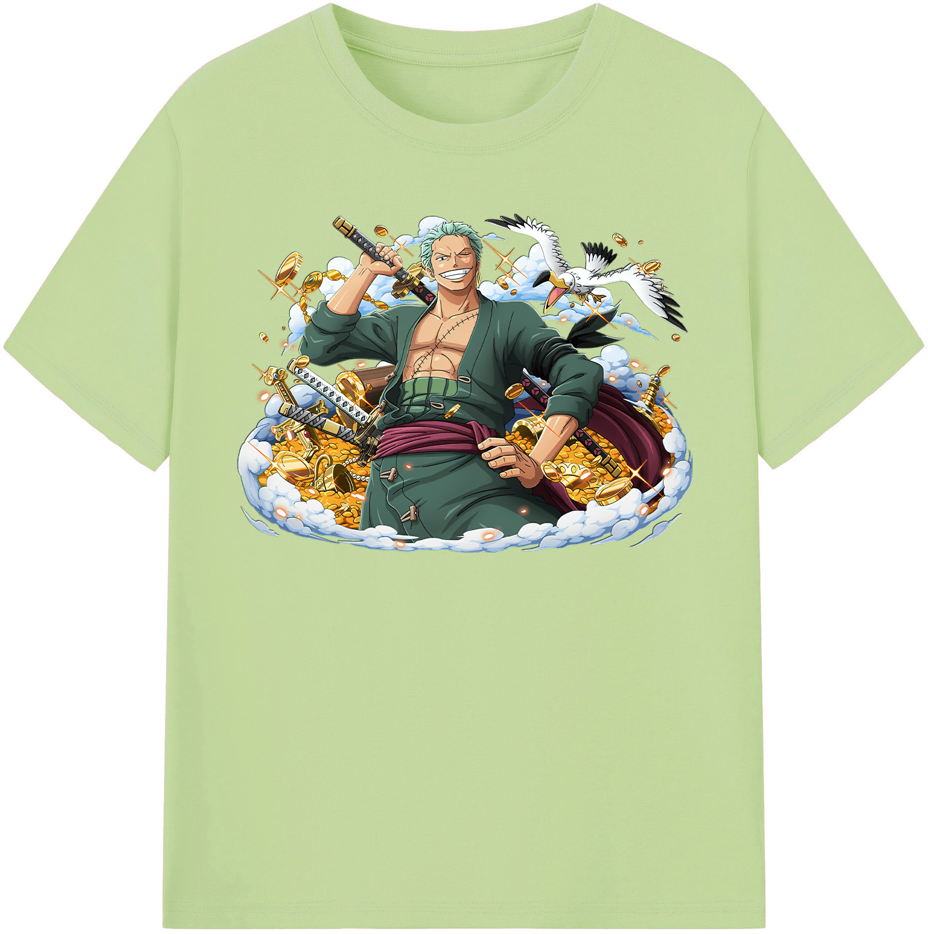 ワンピース ロロノア・ゾロ ONE PIECE Roronoa Zoro 綿100％半袖Tシャツ（フロントプリント）